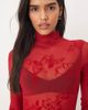 Free People Free People filigree high neck long sleeve mesh top in deep cherry-Red - 2