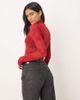 Free People Free People filigree high neck long sleeve mesh top in deep cherry-Red - 3