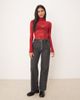 Free People Free People filigree high neck long sleeve mesh top in deep cherry-Red - 4