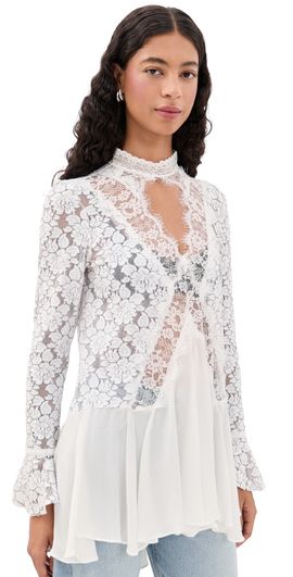 Free People Free People First Crush Lace Tunic Top Ivory