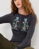 Free People Free People Fleur Embroidered Tee Graphite Combo - 2