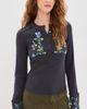 Free People Free People Fleur Embroidered Tee Graphite Combo - 3