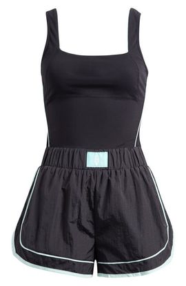 Free People Free People FP Movement Varsity Blues Mixed Media Romper