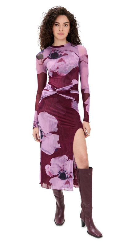 fitted lace wedding dress Free People Adella Lace Maxi Dress in Purple main image 0