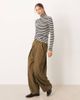 Free People Free People Good Good high turtleneck long sleeve top in black stripe-Brown - 4