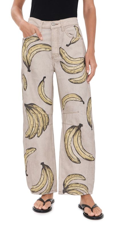 Free People Free People Good Luck Printed Jeans Go Bananas