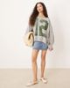 Free People Free People graphic print oversized sweater in gray and green - 2