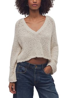 Free People Free People Heartland Cotton V Neck Sweater