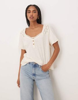 Free People Free People Heirloom Henley button-up tee in tea-Neutral