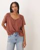 Free People Free People heirloom henley button up tee in canyon sunset-Brown - 1