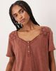 Free People Free People heirloom henley button up tee in canyon sunset-Brown - 3