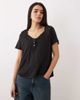 Free People Free People heirloom henley neck button up tee in black - 1