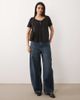 Free People Free People heirloom henley neck button up tee in black - 2