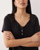 Free People Free People heirloom henley neck button up tee in black - 3