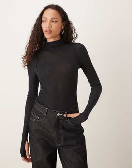 Free People Free People high neck layering top in black