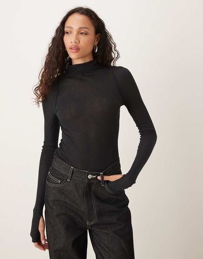 Free People Free People high neck layering top in black
