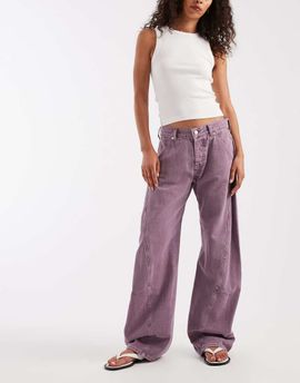 Free People Free People Highland low rise bowed jeans in cool violet-Purple