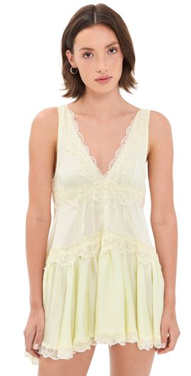 Free People Free People In This Groove Mini Slip Dress Lemon Ice