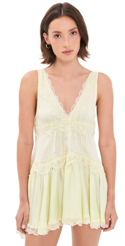 Free People Free People In This Groove Mini Slip Dress Lemon Ice