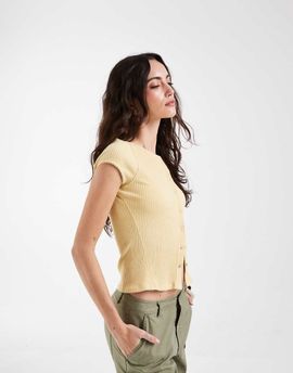Free People Free People Intimately FP most wanted rib knit button down cardigan top in yellow