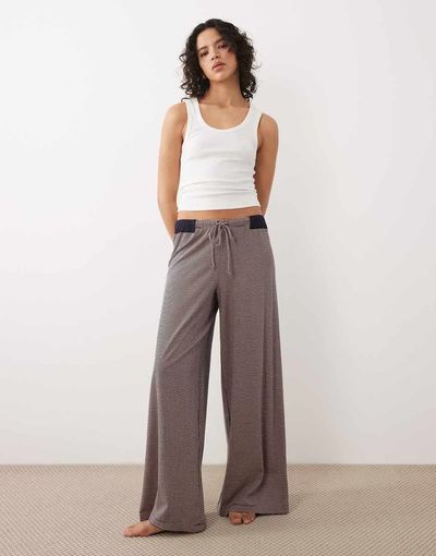 Free People Free People Intimately FP out and about low rise wide leg pants in peach combo-Brown