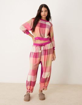 Free People Free People Intimately FP plaid flannel pajama pants in pink multi - part of a set