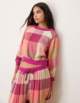 Free People Free People Intimately FP plaid flannel pajama top in pink multi - part of a set