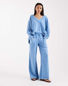 Free People Free People Intimately FP staycation lounge pants in blissful blue - part of a set