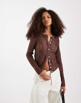 Free People Free People jae knit long sleeve tee in sugar almond-Brown