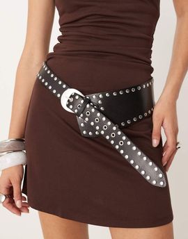 Free People Free People Jagger hip belt in black with studs