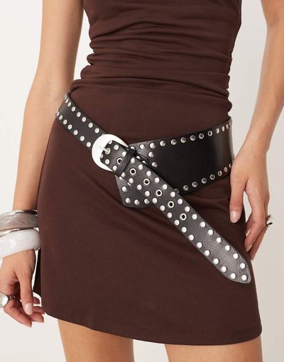 Free People Free People Jagger hip belt in black with studs