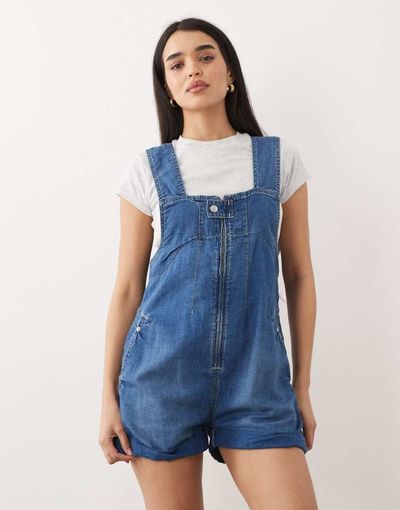 Free People Free People jude chuck on playsuits in light indigo-Blue