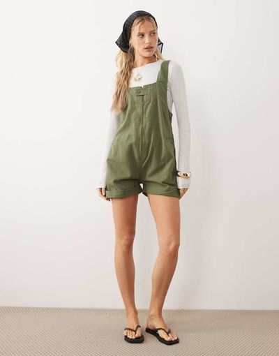 Free People Free People jude throw on romper in khaki-Green