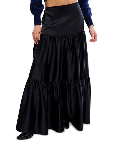 Free People Free People Juliette Tiered Satin Maxi Skirt