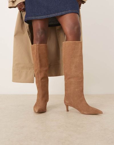 Free People Free People kiki classic kitten heel suede boots in tan-Brown
