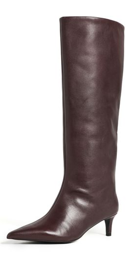Free People Free People Kiki Kitten Heel Leather Boots Mahogany Leather