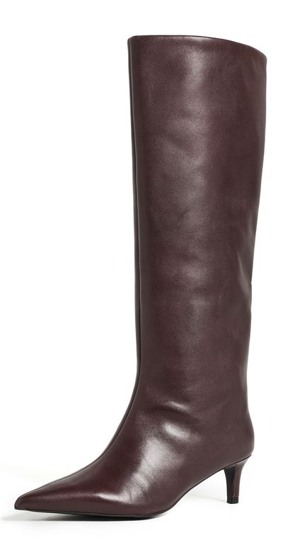 Free People Free People Kiki Kitten Heel Leather Boots Mahogany Leather