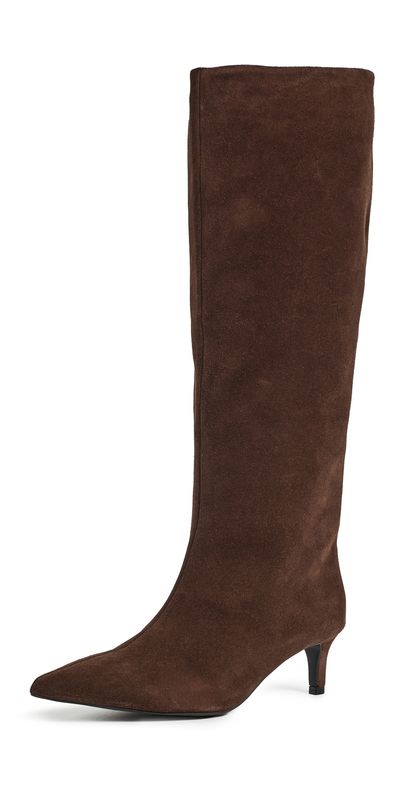 Free People Free People Kiki Kitten Heel Suede Boots Chocolate Suede