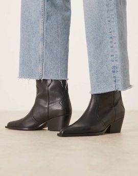 Free People Free People low heel leather cowboy boots in black