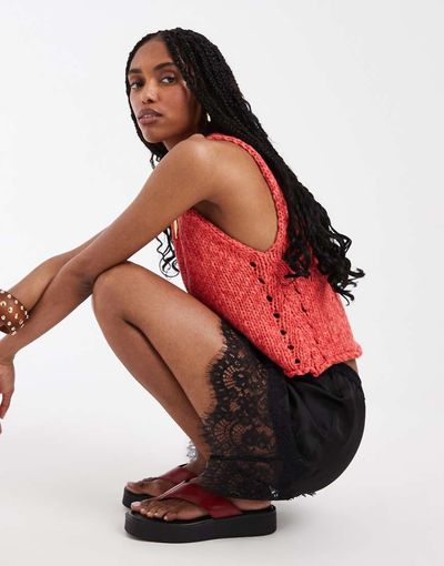 Free People Free People meet in the middle mini skirt in black