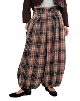 Free People Free People Moonflower Plaid Cotton Ballon Leg Pants