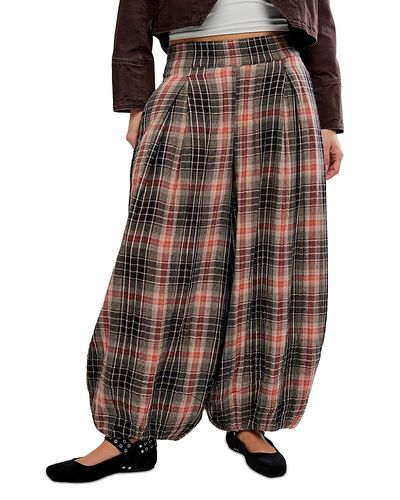 Free People Free People Moonflower Plaid Cotton Ballon Leg Pants