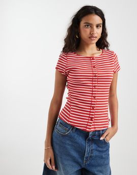 Free People Free People most wanted short cardigan in red striped print-Multi