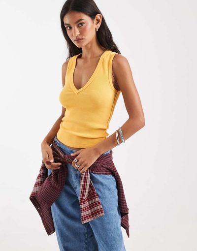 Free People Free People Neria v-neck tank top in golden-Yellow