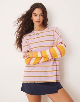 Free People Free People nina striped long sleeve top in pink