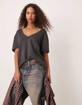 Free People Free People nina v-neck oversized T-shirt in black