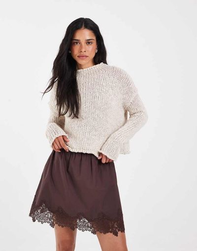 Free People Free People Opal knitted sweater in tea-NEUTRAL