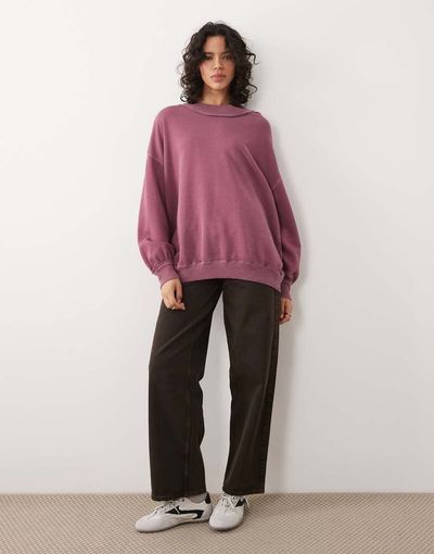 Free People Free People palm springs turtle pullover sweater in damson purple