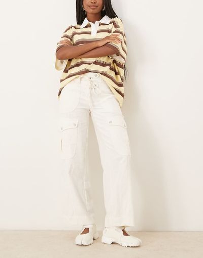 Free People Free People Park Ave pants in ivory-White