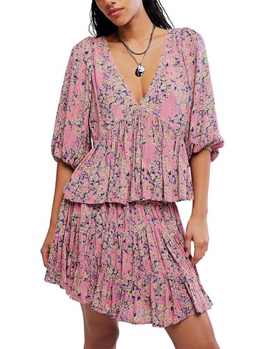 Free People Free People Perishing Printed Top & Skirt Set